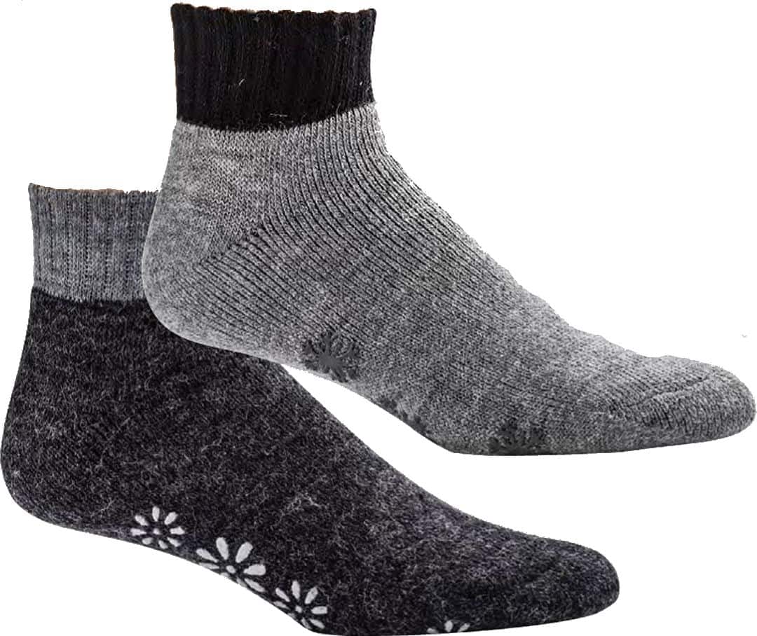 2Paar Kurz-Socken mit Wolle Antirutsch, Vollplüsch gefüttert.