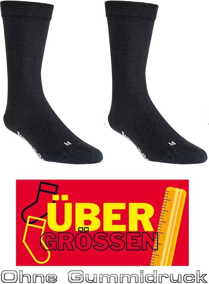  Wellness EXTRA - BREIT Socken in feiner Qualität  für Menschen mit Problemfüßen Übergrößen (Gr. 51-54,  55-58, 59-62),  schwarz - 2 Paar  oder 4 Paar