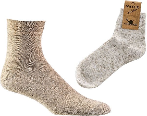 DAMEN und HERREN   Kurz-Socken mit Leinen mit Komfort-Piqué-Rand  – ohne Gummidruck            3 Paar