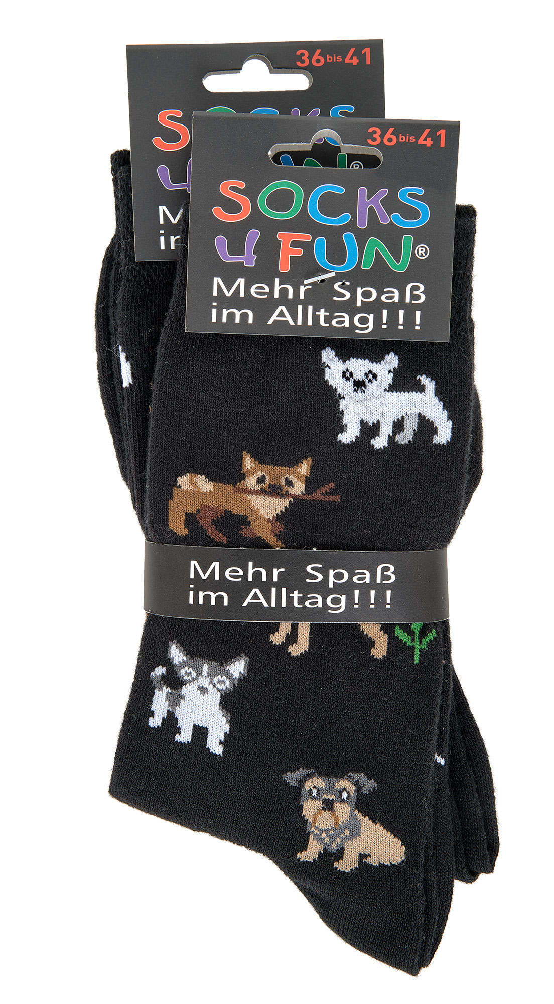 HUNDE  Witzige Socken Lustige Dessin - SOCKS 4 FUN - Mehr Spaß im Alltag für Teenager, Damen und Herren, 2 Paar