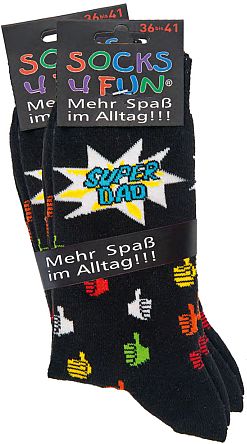 SUPER-DAD Witzige Socken Lustige Dessin - SOCKS 4 FUN - Mehr Spaß im Alltag für Teenager, Damen und Herren, 2 Paar