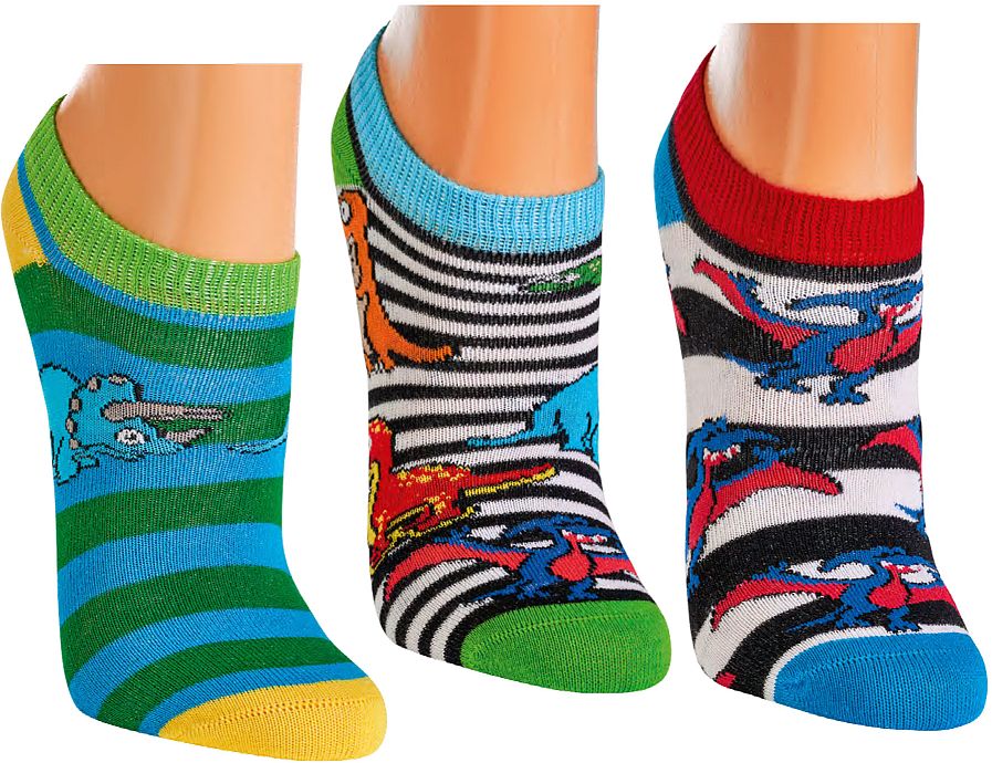 Kinder Sneakers -Socken DINO  mit Softrand 3 Paar