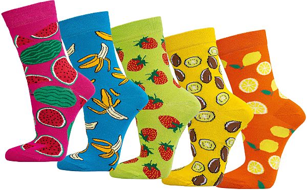 Socken „BUNTE FRÜCHTE“ für Damen und Teenager,     3 Paar
