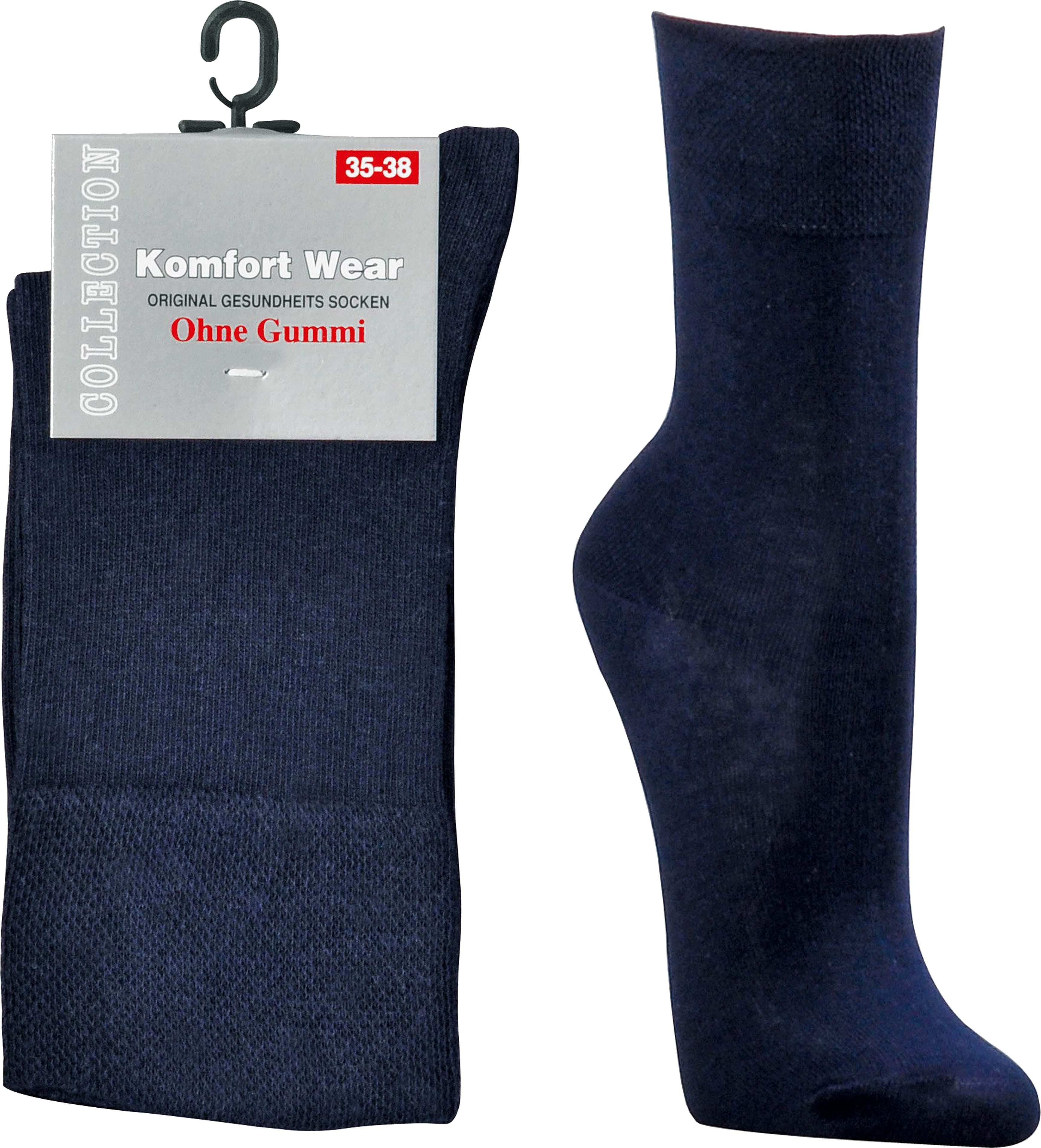 WELLNESS- SOCKEN , Baumwolle mit extrabreiter Piqué-Bund  für Damen und Herren 3 Paar