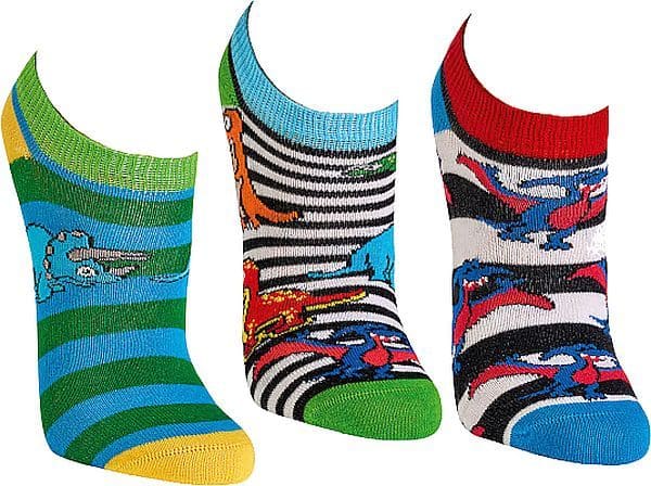 Kinder Sneakers Socken DINO, weiche Baumwolle 3 Paar