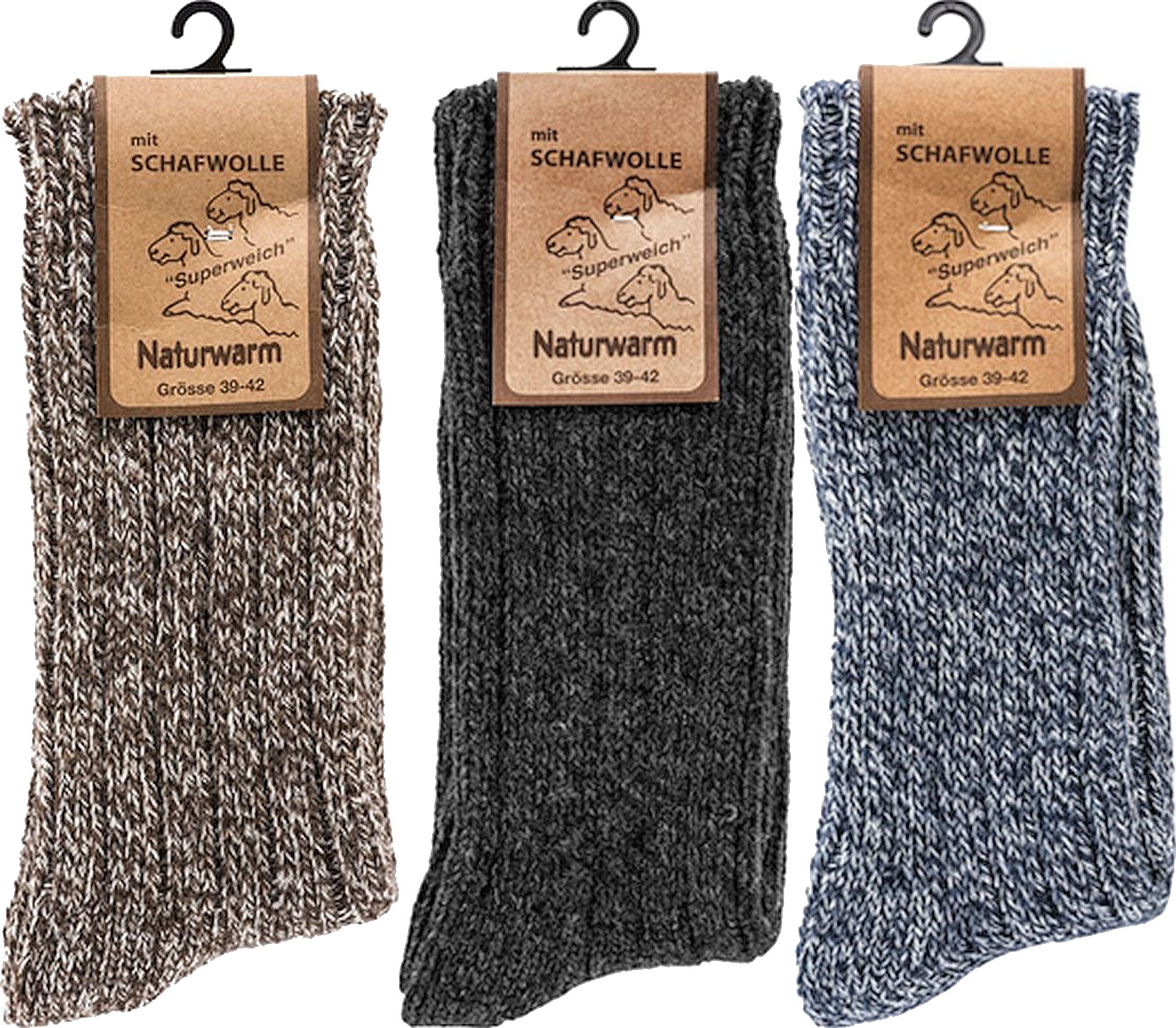 Norweger Socken Vorgewaschen nicht einlaufend-nicht filzend 3 Paar