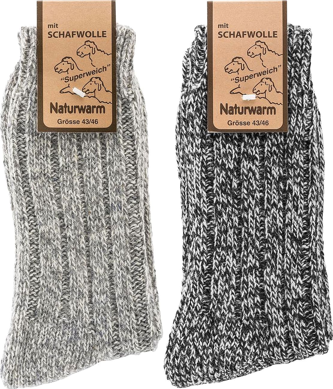 NORWEGER SOCKEN mit Schafwolle-softgewaschen  superweiche, vollgriffige Luxus-Qualität 2 Paar