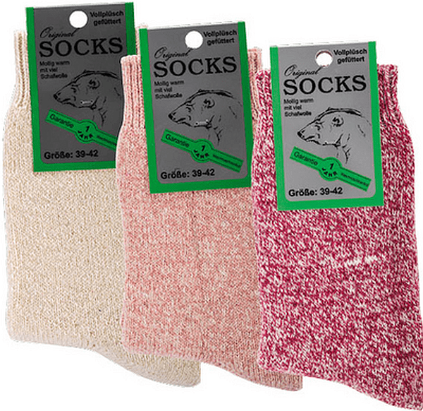 DAMEN und TEENAGER   Vollplüsch-Thermo-Socken mit Wolle,  Vollfrottee-gefüttert                             3 Paar
