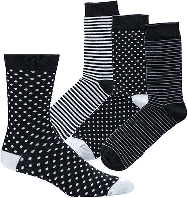  Socken BLACK & WHITE für Teenager und Damen, 3 Paar